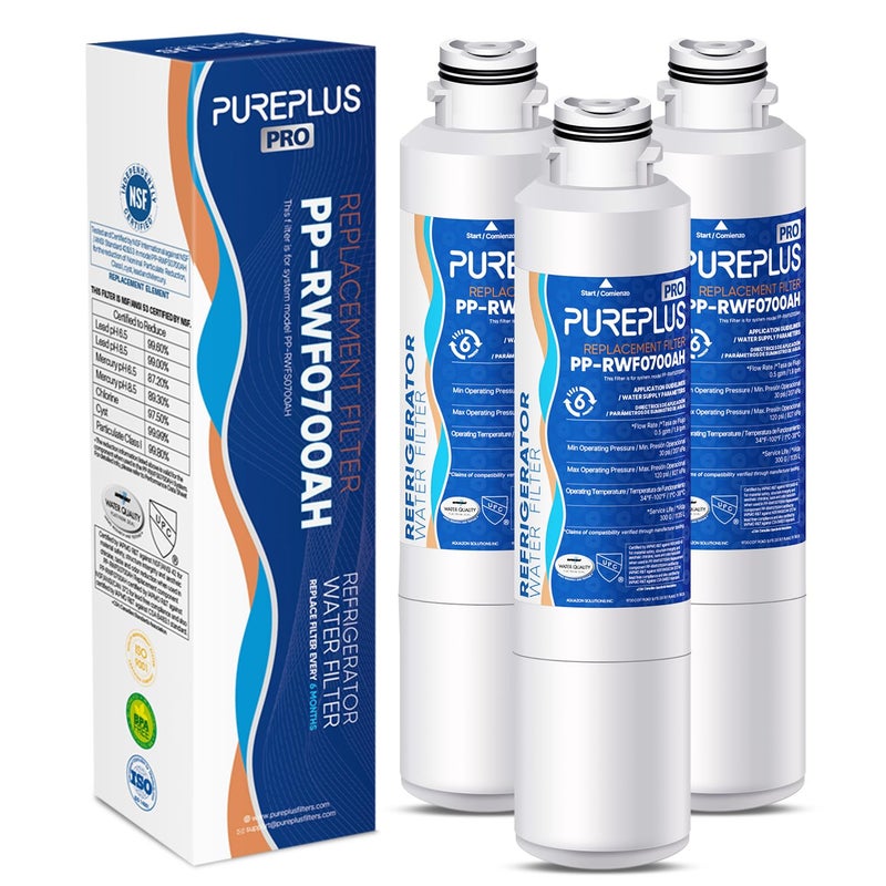 Pure Plus PUREPLUS DA29-00020B NSF/ANSI 53&42 Certified Replacement for SAMSUNG Fridge RF28HFEDTSR, RF263BEAESG, RF263BEAESR AA, HAF-CIN/EXP, RF28HMEDBSR/AA, RWF0700A Refrigerator Water Filter, 3PACK - Image 1